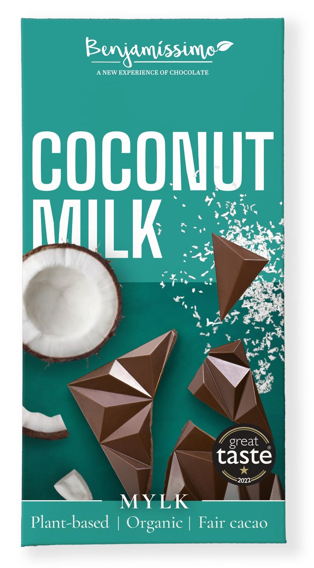 Ciocolata cu cocos, bio, 60g, Benjamissimo - imagine 3