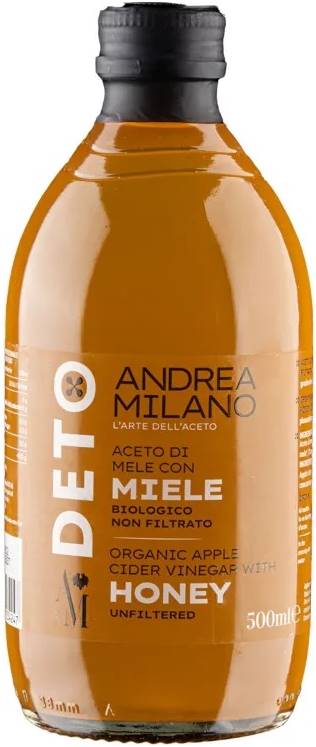 Oțet de mere organic cu miere, nefiltrat, 500 ml, Andrea Milano