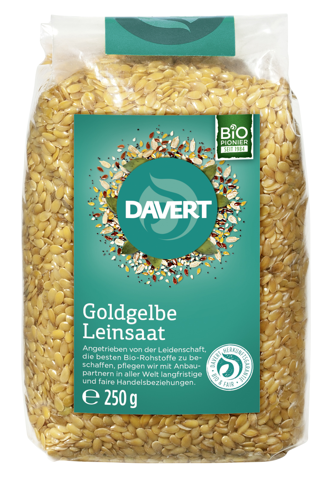 Semințe de in aurii bio, 250 g, Davert