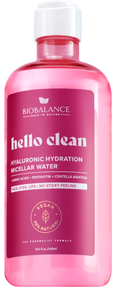 Biobalance Hello Clean Apă micelară cu acid hialuronic pentru hidratare, 500 ml