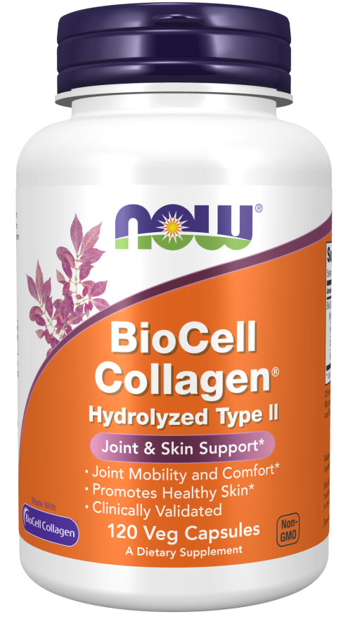 Colagen hidrolizat de tip 2 BioCell Collagen, 120 capsule, Now Foods - imagine 3