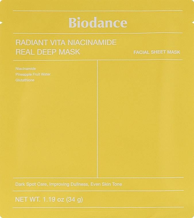 Masca cu niacinamide Radiant Vita Niacinamide Real Deep Mask, 34 g, Biodance - imagine 6