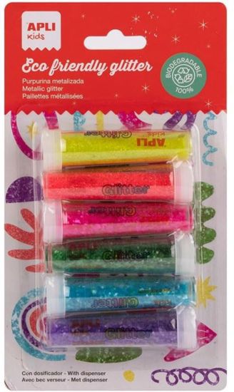 Sclipici biodegradabil Apli kids - 6 culori neon