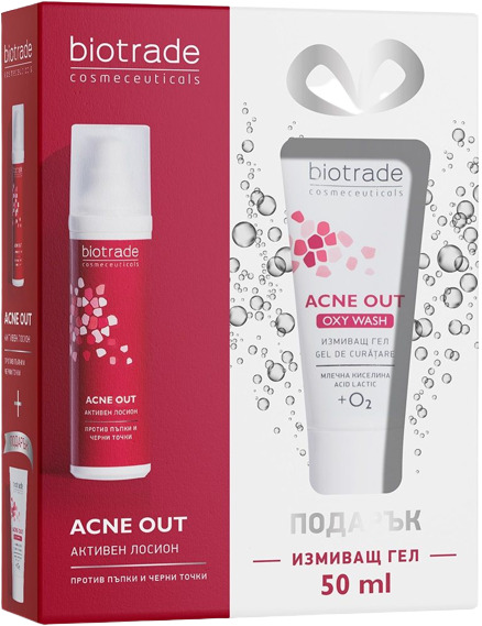 Biotrade Acne Out Set - Loțiune activă și gel de spălat, 60 + 50 ml (Limitat)