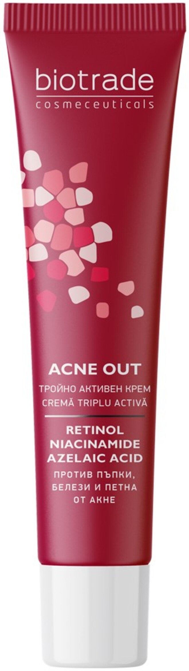 Biotrade Acne Out Cremă triplă activă împotriva coșurilor și cicatricilor de acnee, 30 ml
