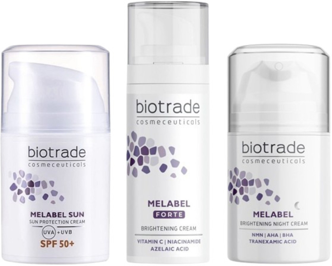 Biotrade Melabel Set - Cremă de albire Forte, De noapte și Protecție solară, SPF50, 30 + 2 x 50 ml