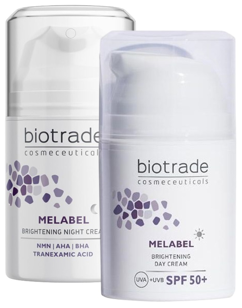 Biotrade Melabel Set - Cremă de noapte iluminatoare și Cremă de față de zi, SPF50+, 2 x 50 ml