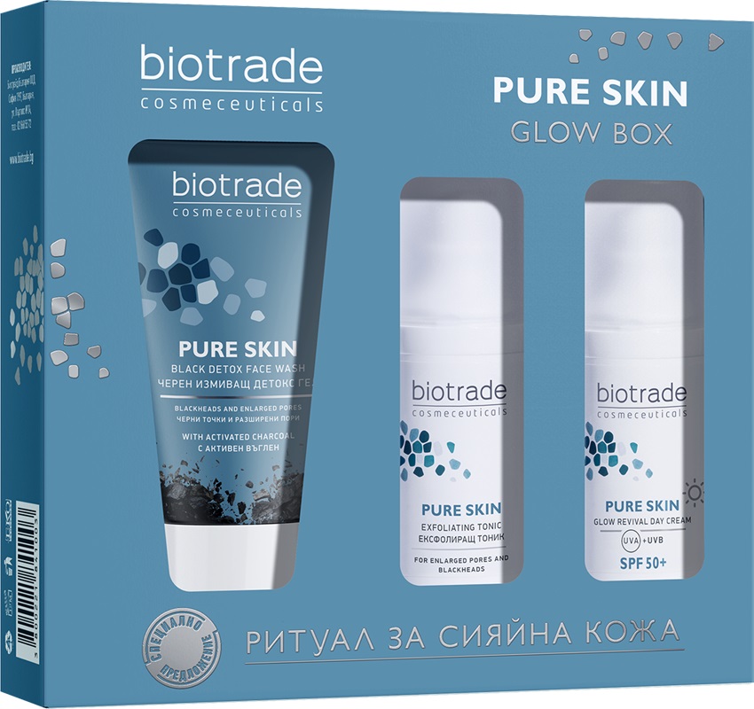 Biotrade Pure Skin Set - Gel detox, Tonic exfoliant și Cremă de zi