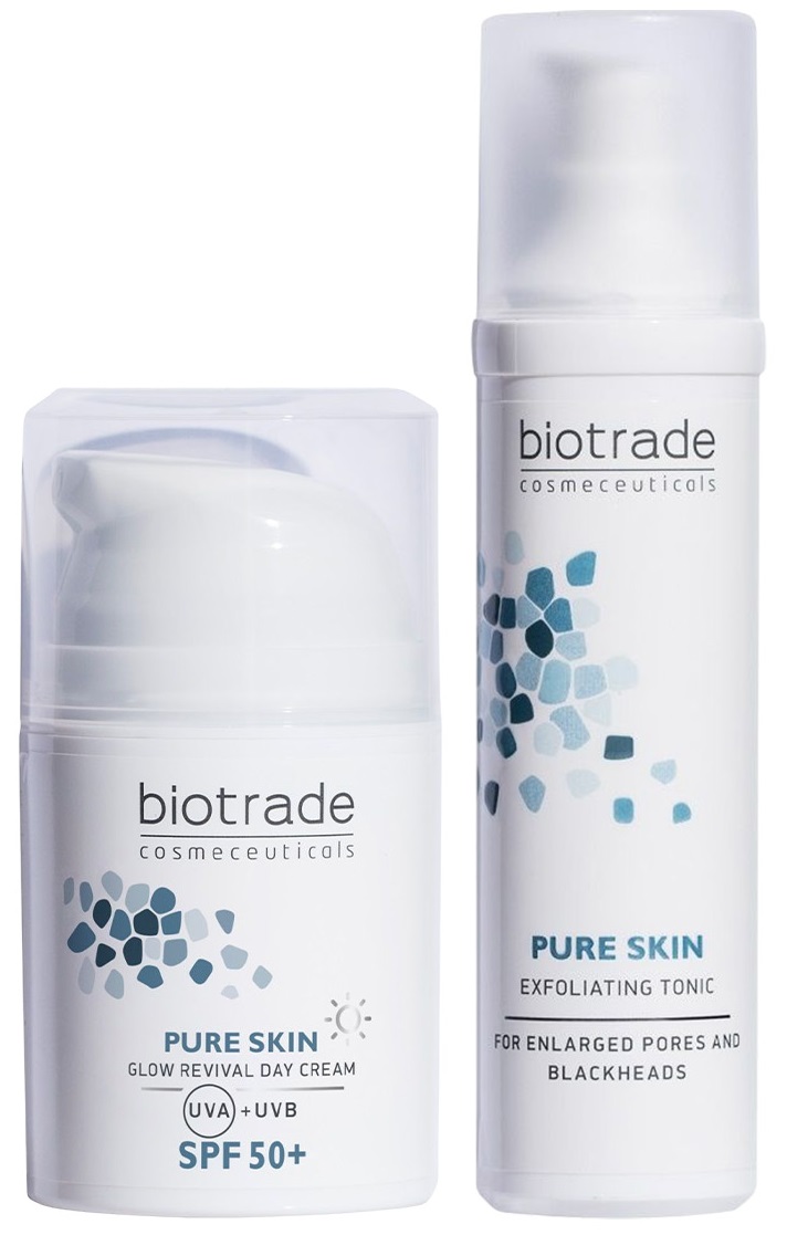 Biotrade Pure Skin Set - Cremă de față de zi cu efect tonic exfoliant și iluminator, SPF50+, 60 + 50 ml