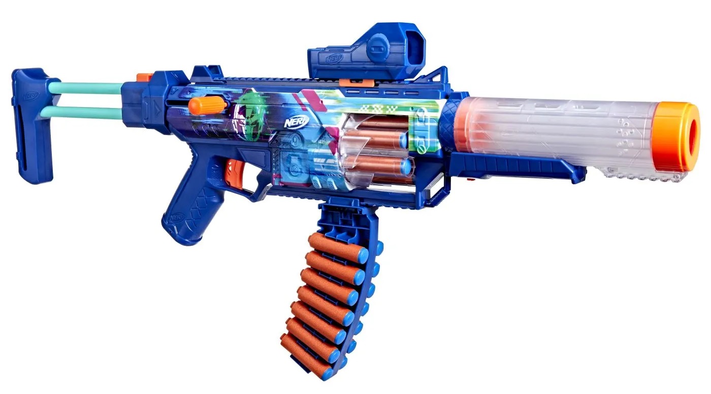 Blaster Nerf Loadout – Cyberlight Ghost, cu 24 de săgeți , luminos