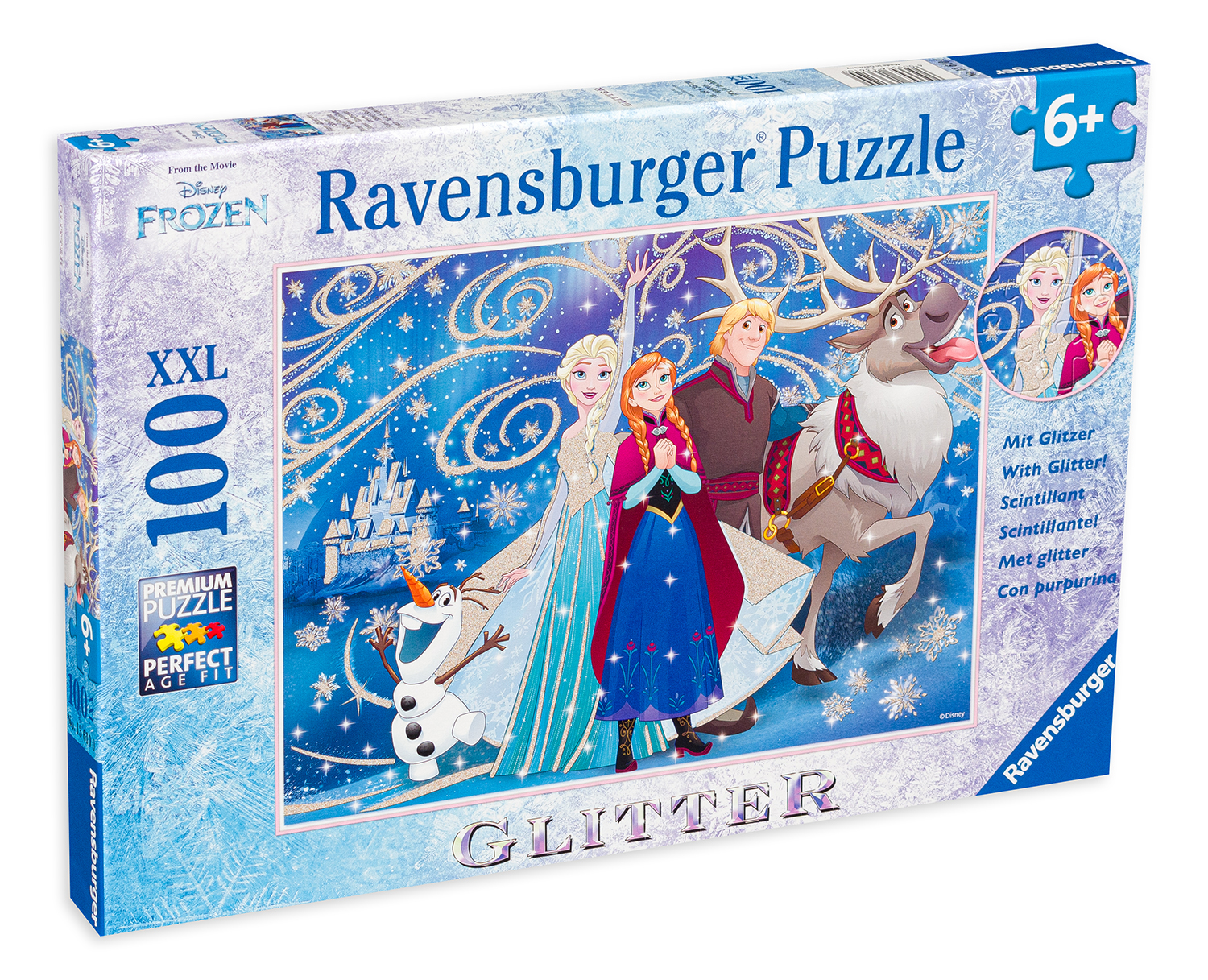 Puzzle strălucitor Ravensburger din 100 XXL de piese - Regatul de gheata