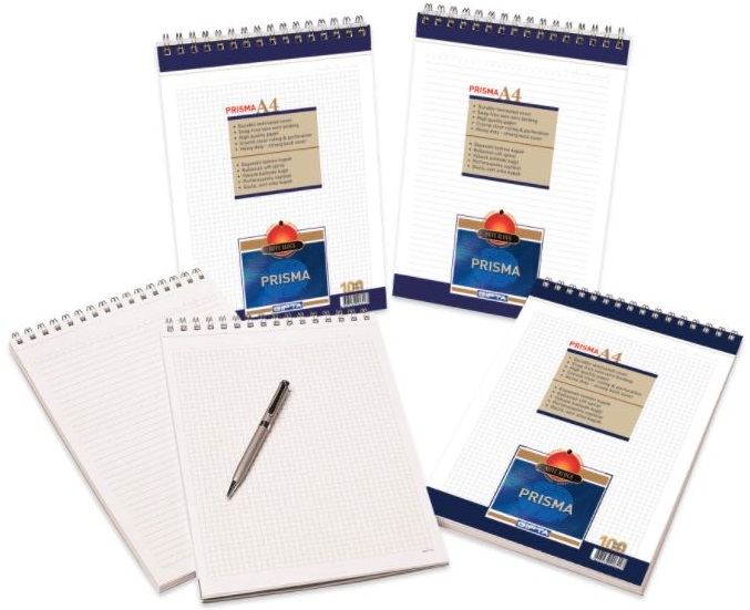 Carnet A4 Gipta Prisma - Cu spirala, Randuri late, 100 pagini