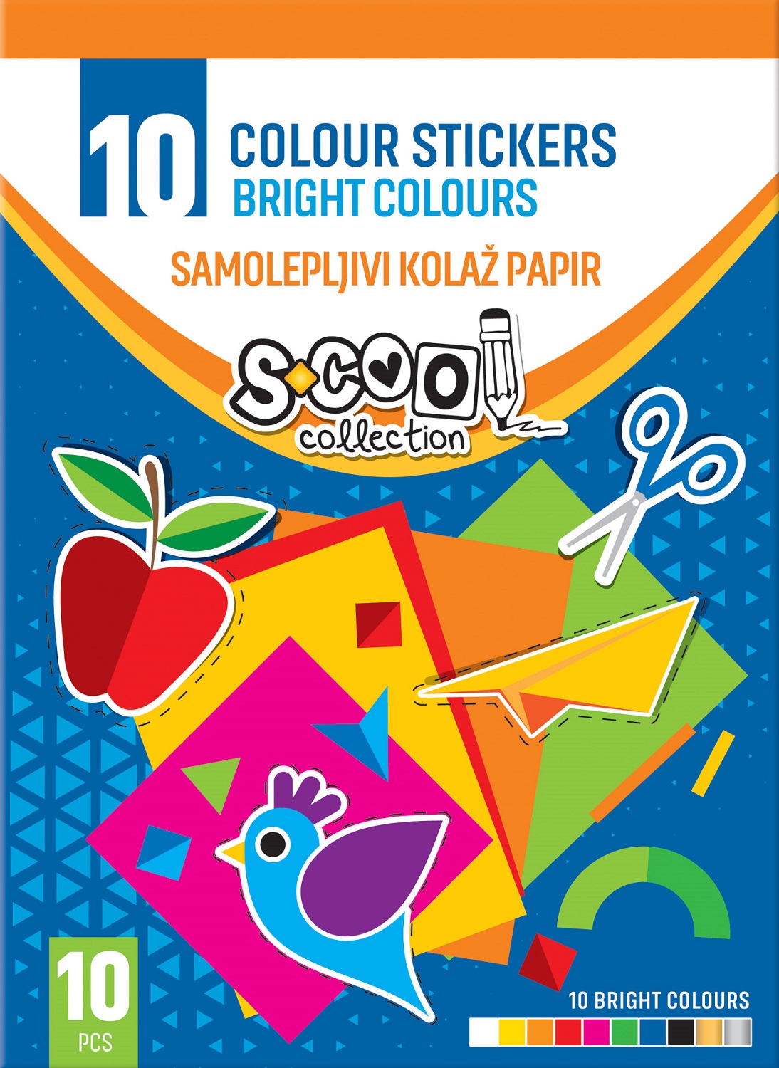 Bloc de hârtie autoadeziv colorată S. Cool - 10 de coli