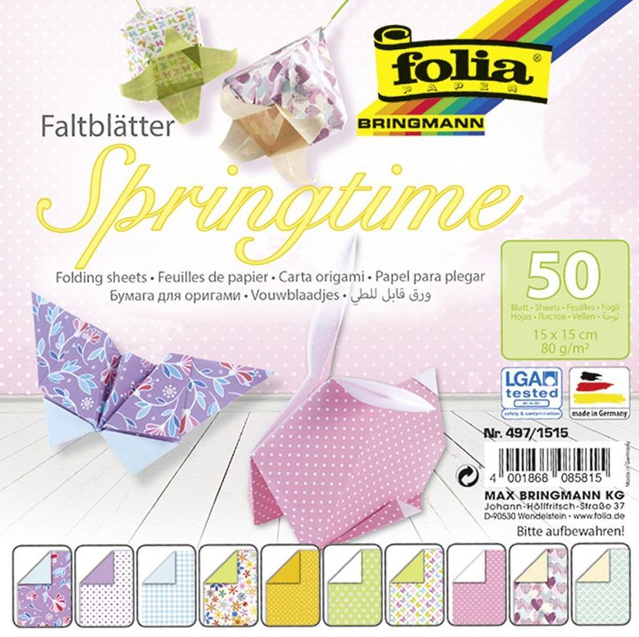 Bloc cu hartii colorate pentru origami Folia - Primavara
