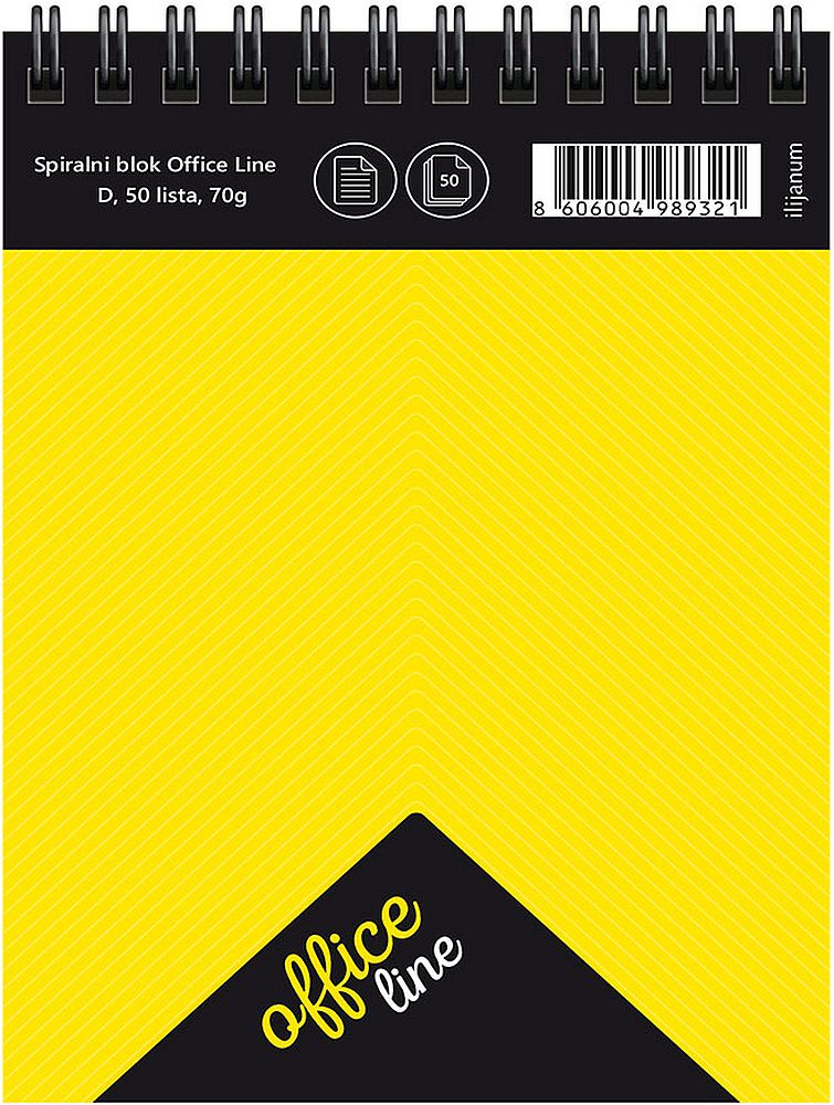 Blocnotes cu spirală Ilijanum Office Line - A6, 50 foi, rânduri largi, sortiment