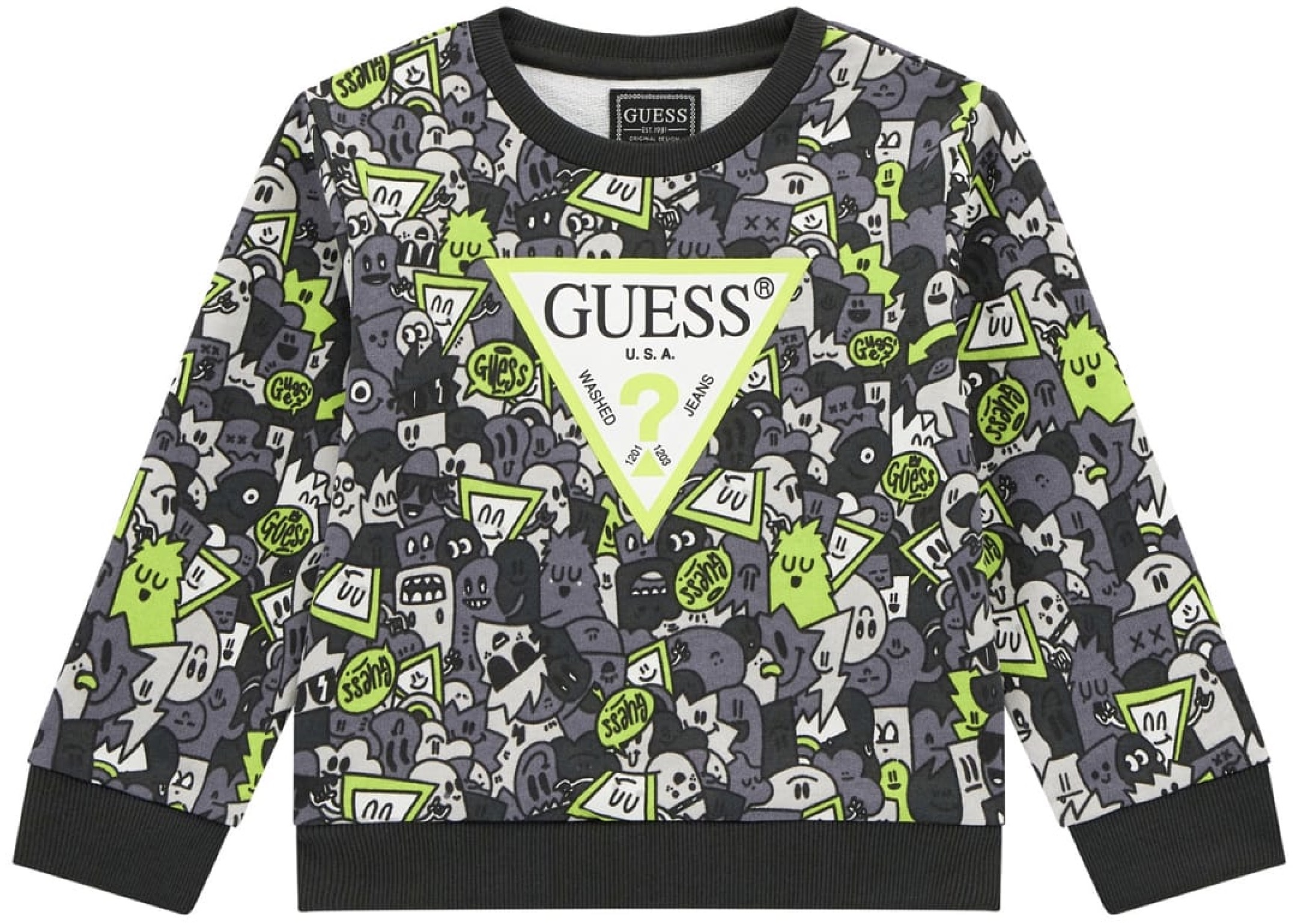 Bluză cu mânecă lungă Guess - Cu omuleți, multicolor, 18 luni