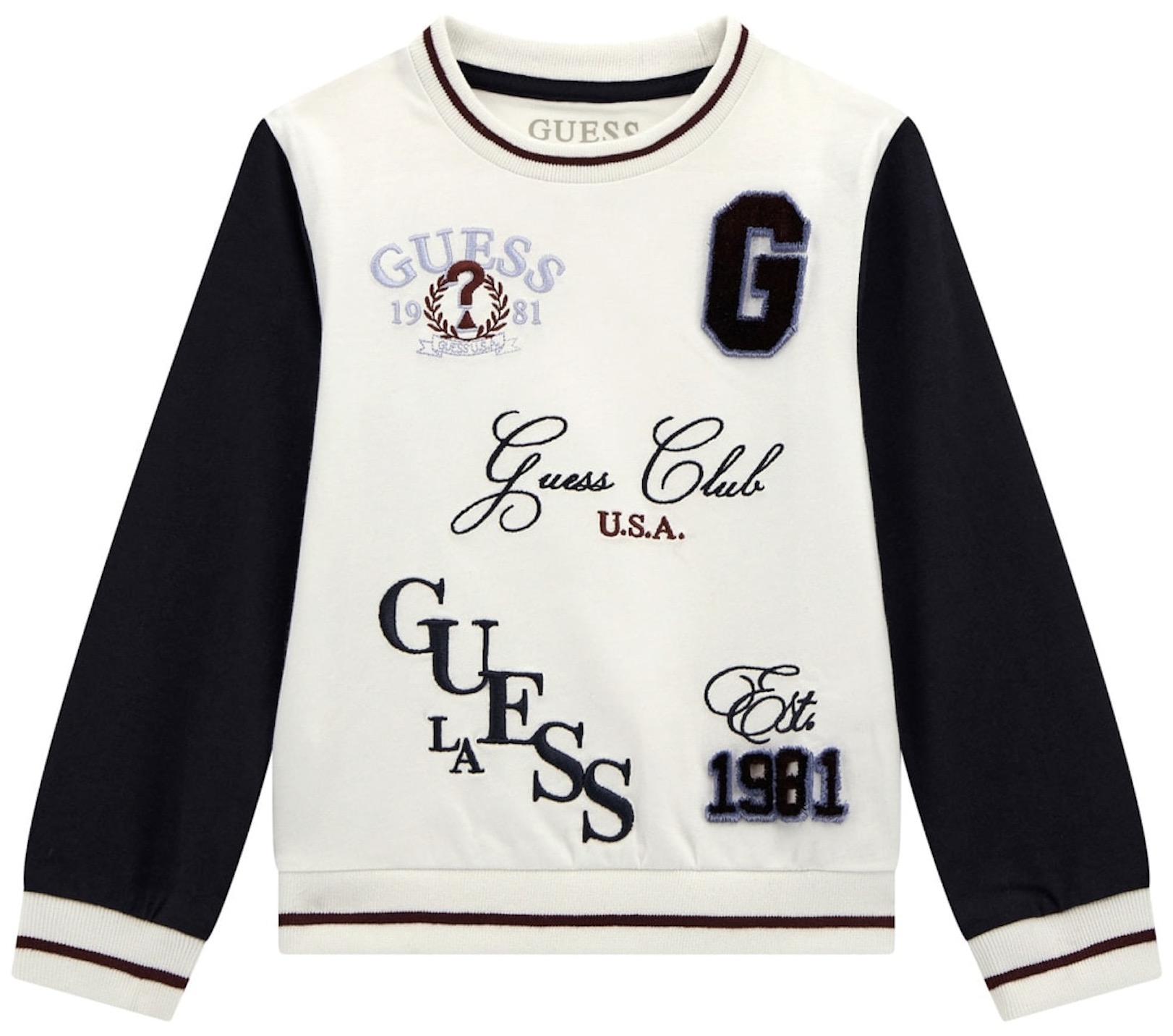 Bluză cu mânecă lungă Guess - Cu inscripții, multicolor, 18 luni