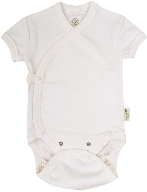 Body cu mânecă scurtă Bio Baby - bumbac organic, 56 cm, 1-2 luni, ecru