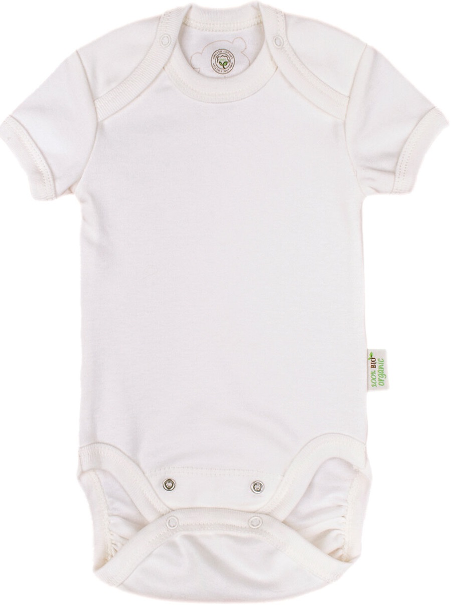 Body cu mânecă scurtă Bio Baby - bumbac organic, 68 cm, 4-6 luni, alb