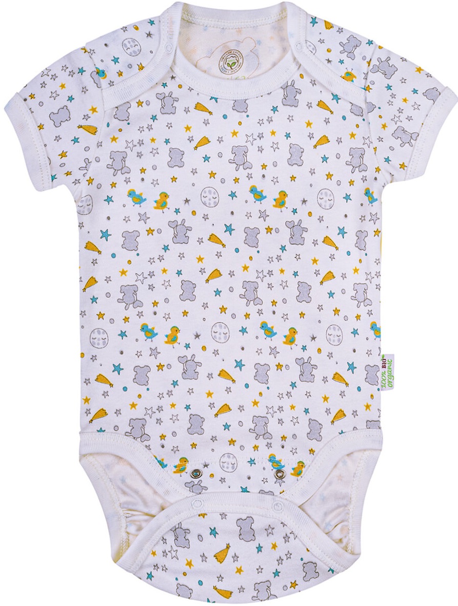 Body cu mânecă scurtă Bio Baby - bumbac organic, 74 cm, 6-9 luni, multicolor