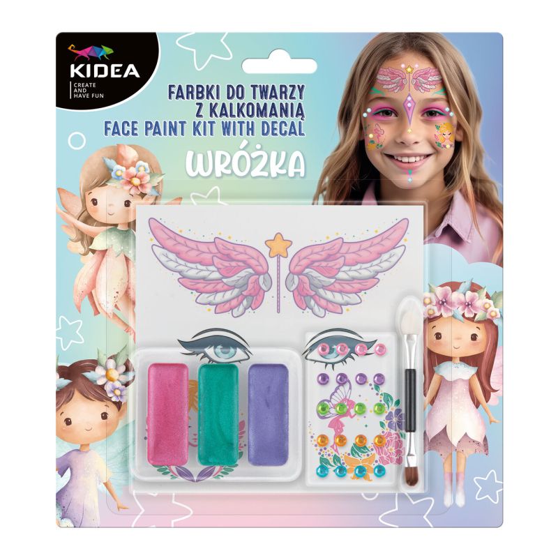Vopsele pentru față cu diamante și stickere Kidea – Zână