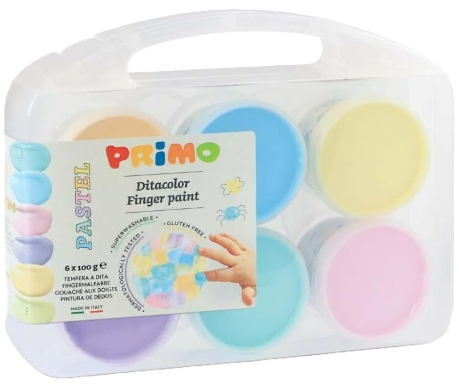 Vopsele pentru degete Primo - Pastel, 6 x 100 g, în cutie