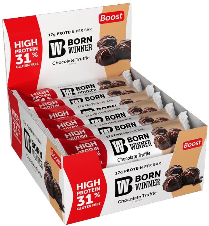 Boost Protein Bar, trufe de ciocolată, 12 bucăți, Born Winner