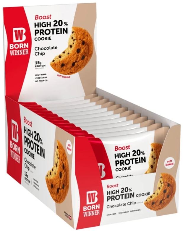 Boost Protein Cookie, șoco chip, 12 bucăți, Born Winner