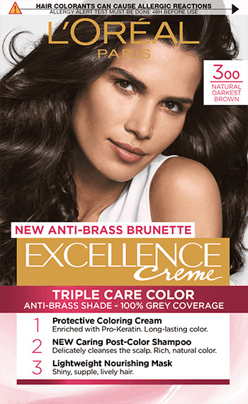 L'Oréal Excellence Vopsea de păr, 300 Natural Darkest Brown