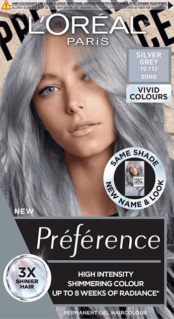 L'Oréal Préférence Vopsea de păr  Vivid Colors, 10.112 Silver Grey