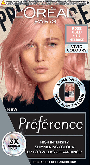 L'Oréal Préférence Vopsea de păr Vivid Colors, 9.213 Rose Gold