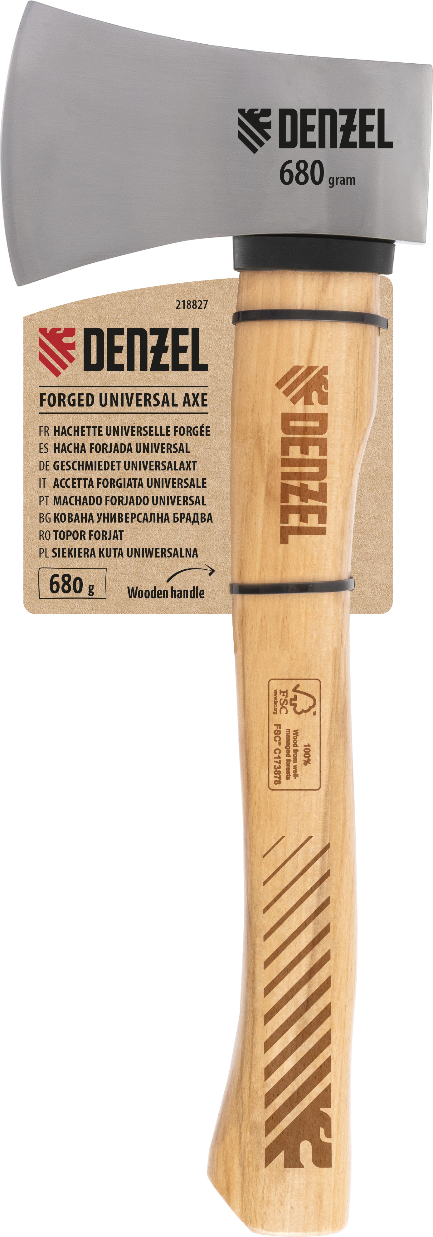Topor cu mâner de lemn Denzel - 36 cm, 680 g