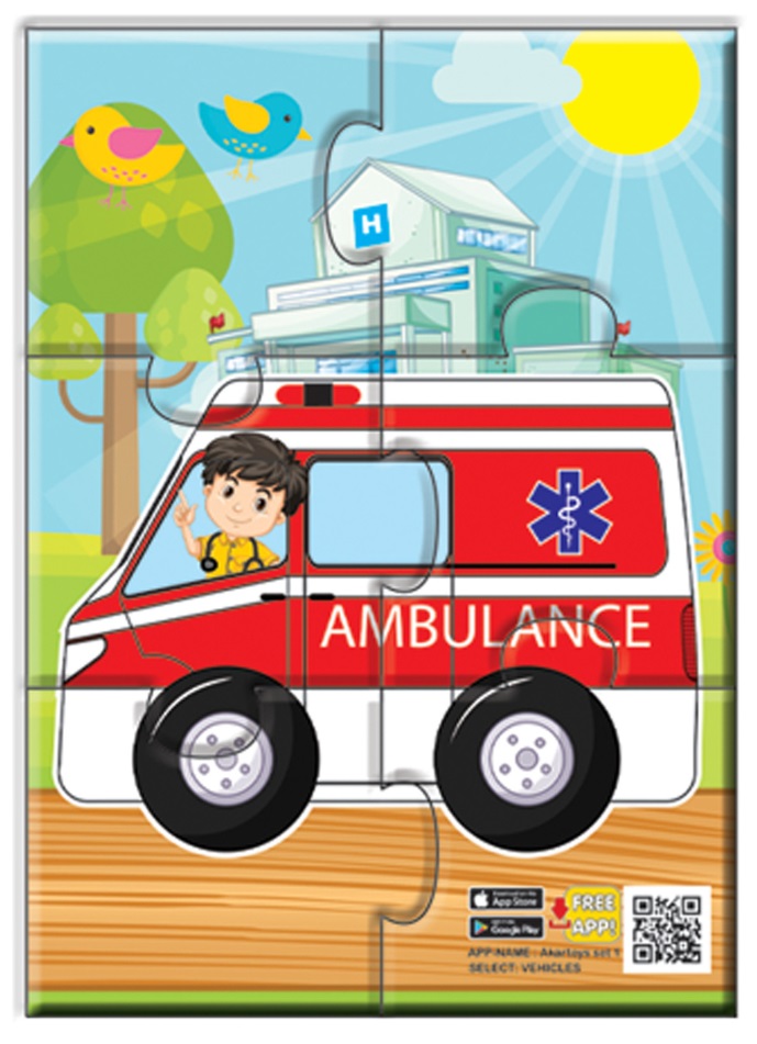 Puzzle educațional vorbitor Jagu - Ambulanță, 6 piese
