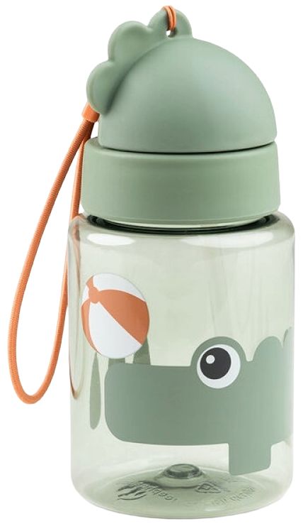 Sticlă cu pai Done by Deer - Playground, Green, 280 ml