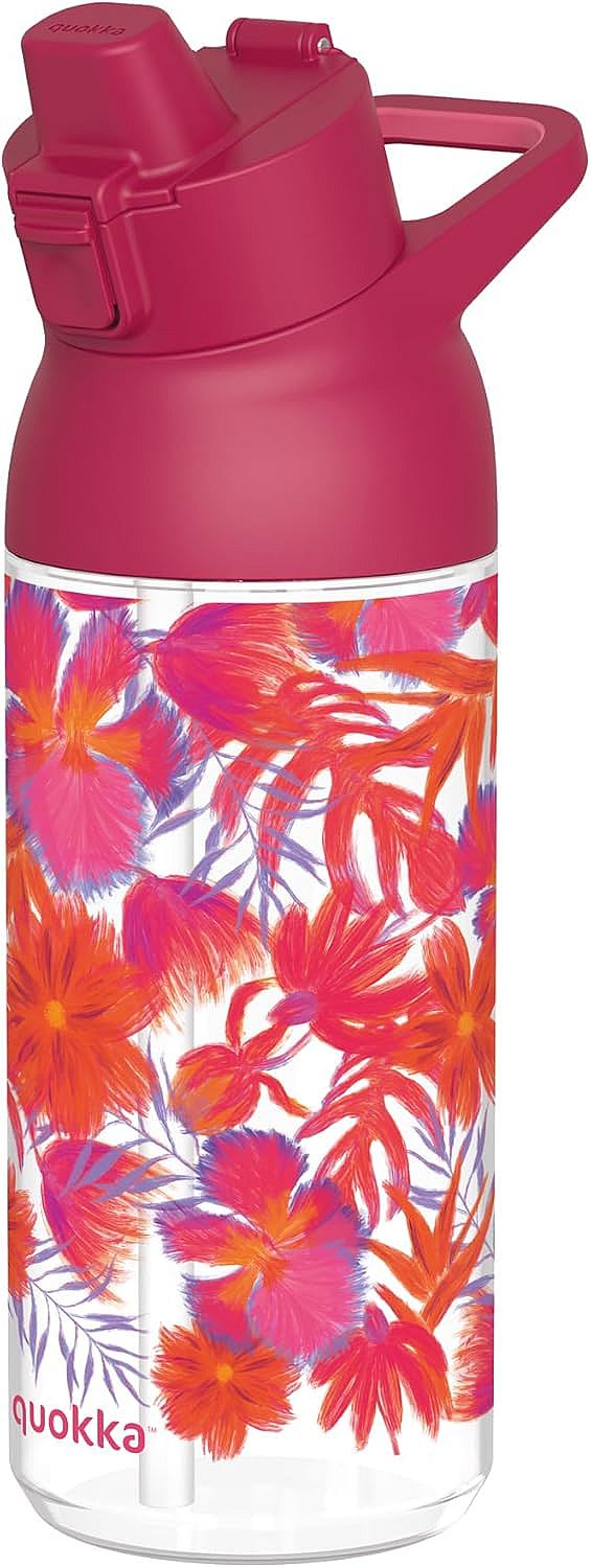 Sticlă de apă  Quokka Swift - Red Flowers, 785 ml