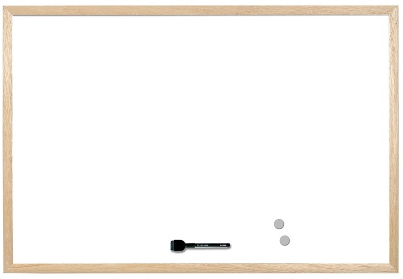 Tablă magnetică Bi-Office - 90 x 60 cm, ramă din lemn