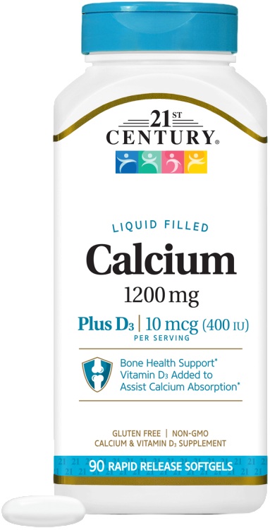 Calcium 1200 mg + D3 Liquid, 90 capsule, 21st Century