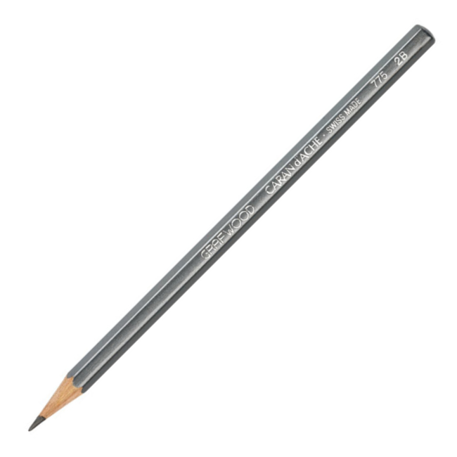 Creion de grafit  Caran d'Ache Grafwood - 2B, negru