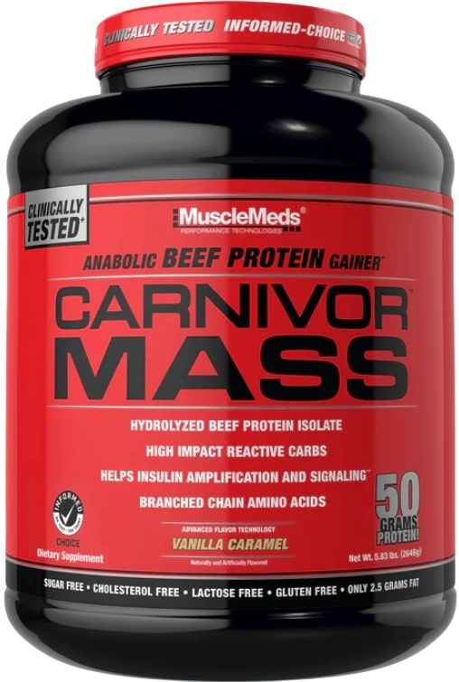 Carnivor Mass Beef Gainer, vanilie și caramel, 2724 g, Muscle Meds