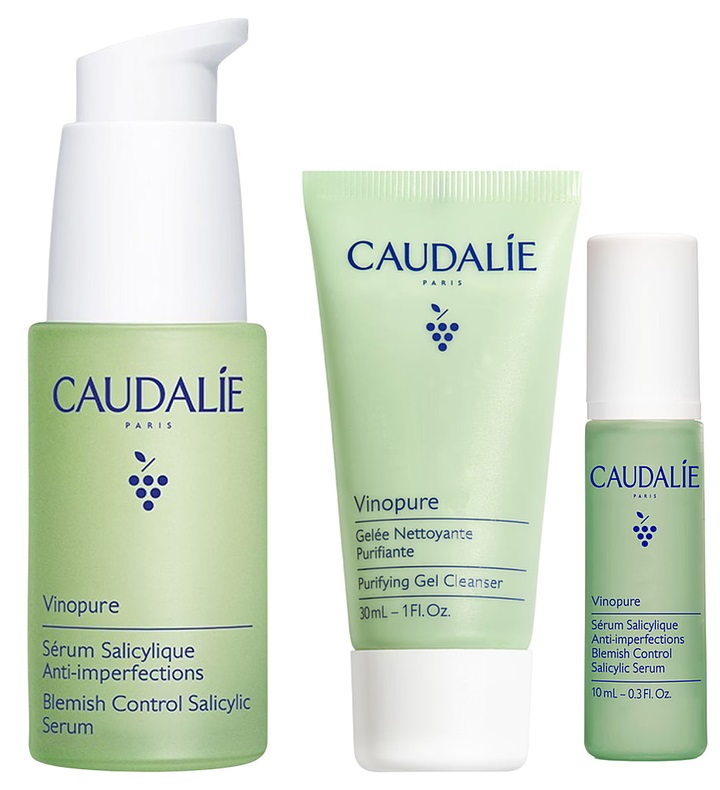 Set Caudalie Vinopure - Ser cu acid salicilic, 30 + 10 ml + Gel de curățare matifiant, 30 ml