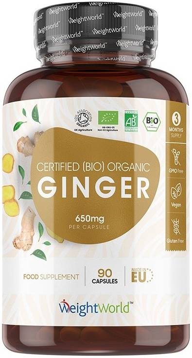 Certified Organic Ginger, 90 capsule, WeightWorld