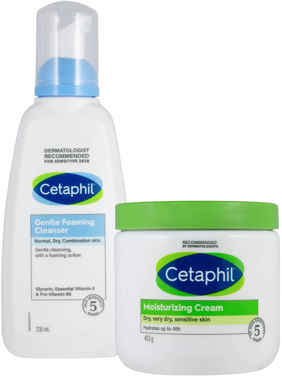 Cetaphil Set - Spumă de curățare și cremă pentru față și corp, 236 ml + 453 g