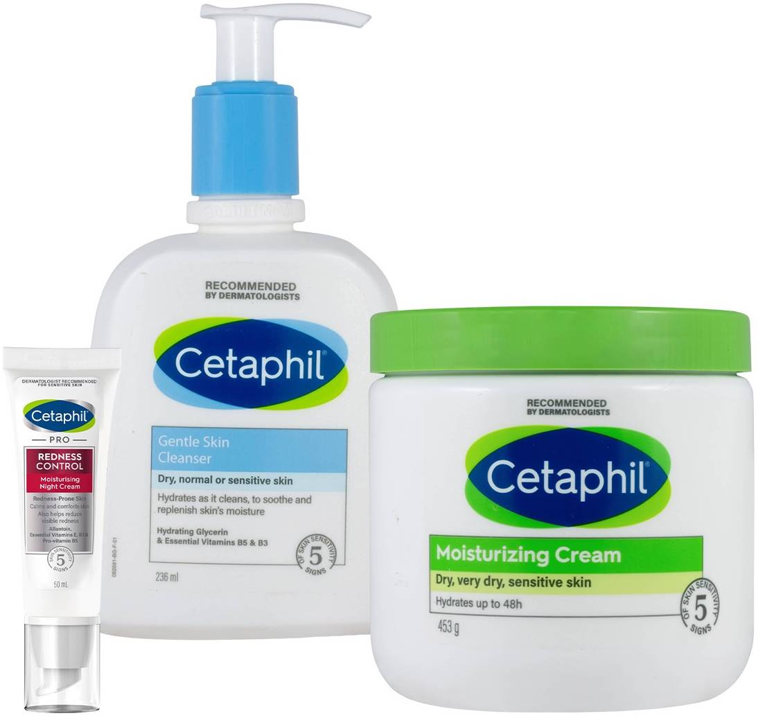 Cetaphil Set - Emulsie de curățare, Cremă și Cremă de noapte, 236 + 453 + 50 ml