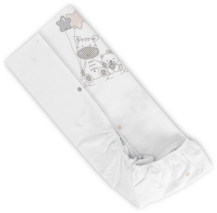 Cearșaf cu elastic pentru mini pătuț Lorelli - Girafă, 98 x 65 cm, alb
