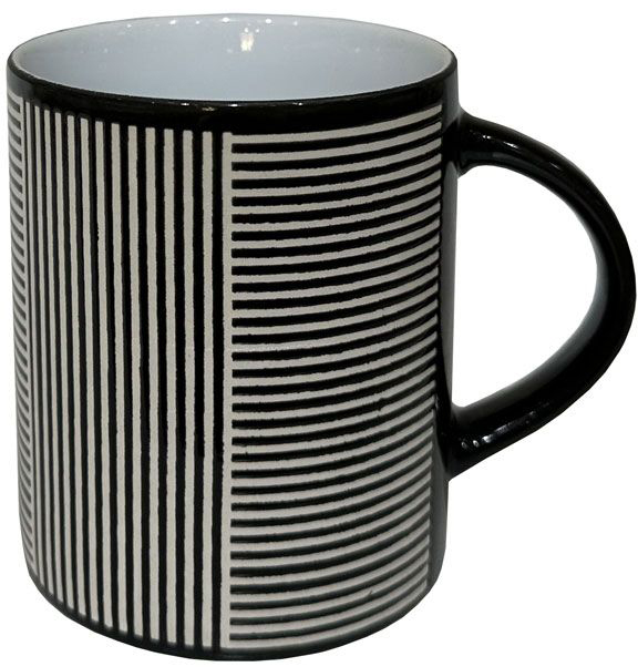 Ceaşcă Maison - Lines, 330 ml, alb-negru
