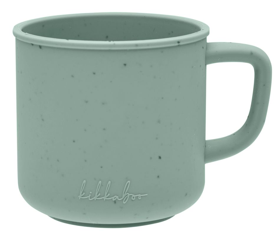Cană cu mâner KikkaBoo Platinum Silicone - Sage, 200 ml