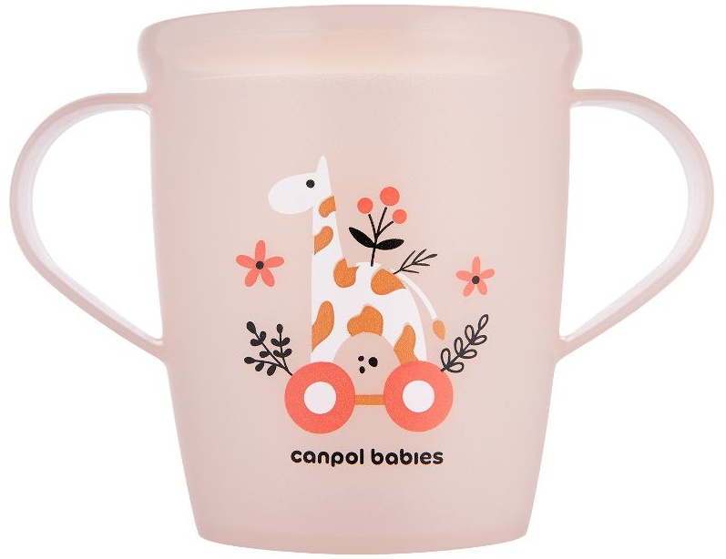 Cană cu mânere Canpol - Toys, 250 ml, 12 luni+, roz
