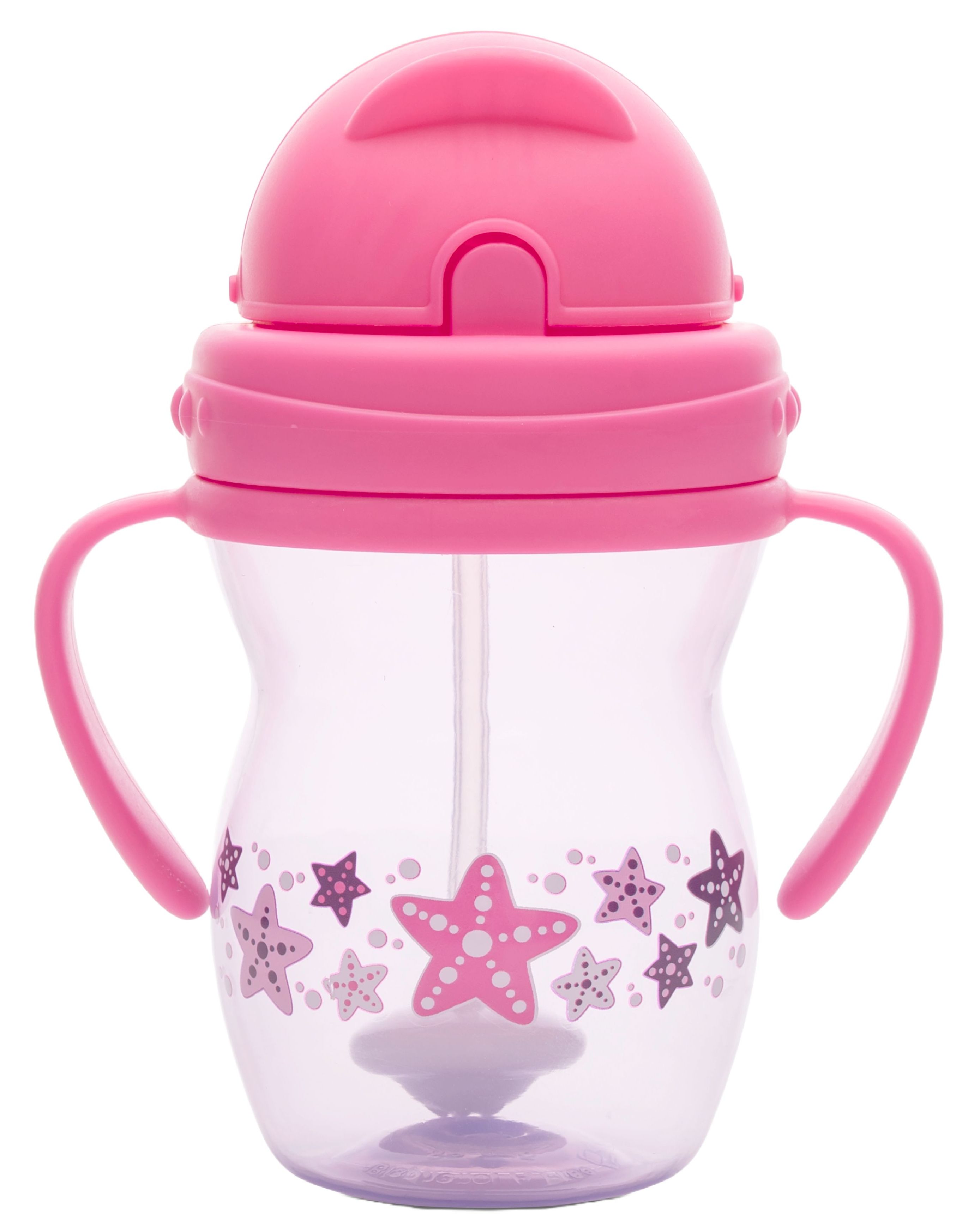 Cană cu mânere și pai  Lorelli Baby Care - 275 ml, Pink/Purple