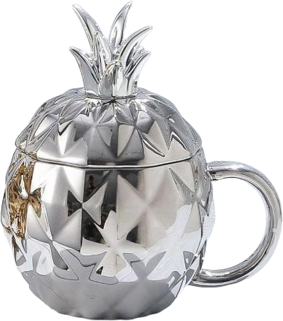 Pahar cu capac Morello - Ananas, cu linguriță, 430 ml, Silver