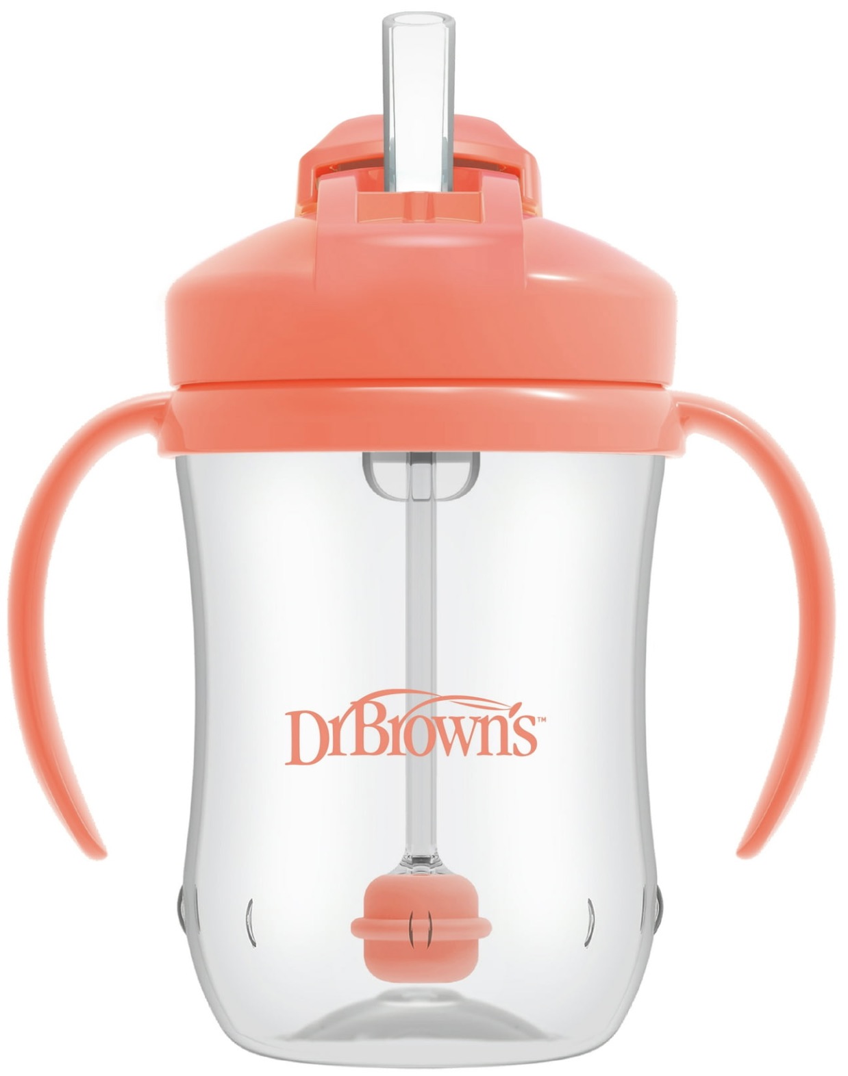 Ceașcă cu pai Dr. Brown's - Coral, 270 ml